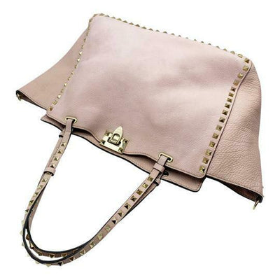 Valentino Medium Grained Rockstud Tote Pink Leather Shoulder Bag