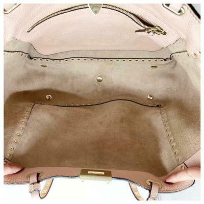 Valentino Medium Grained Rockstud Tote Pink Leather Shoulder Bag