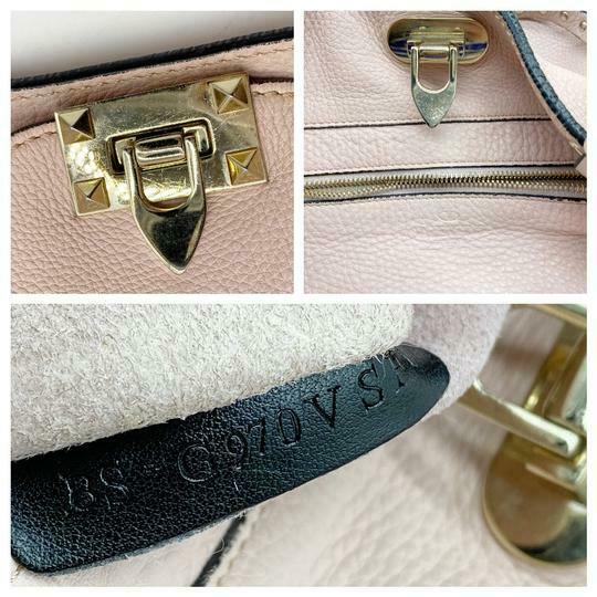 Valentino Medium Grained Rockstud Tote Pink Leather Shoulder Bag