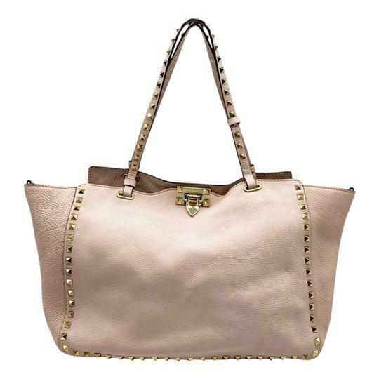 Valentino Medium Grained Rockstud Tote Pink Leather Shoulder Bag