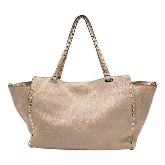 Valentino Medium Grained Rockstud Tote Pink Leather Shoulder Bag