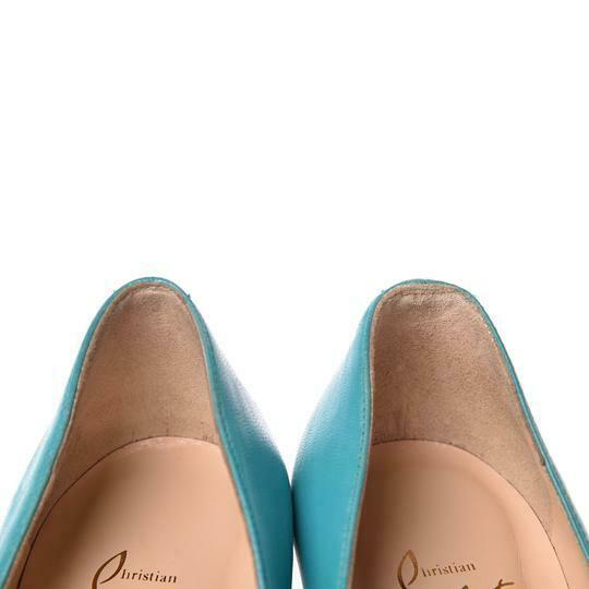 Christian Louboutin Blue Calfskin Fifi 100 Turquoise Pumps