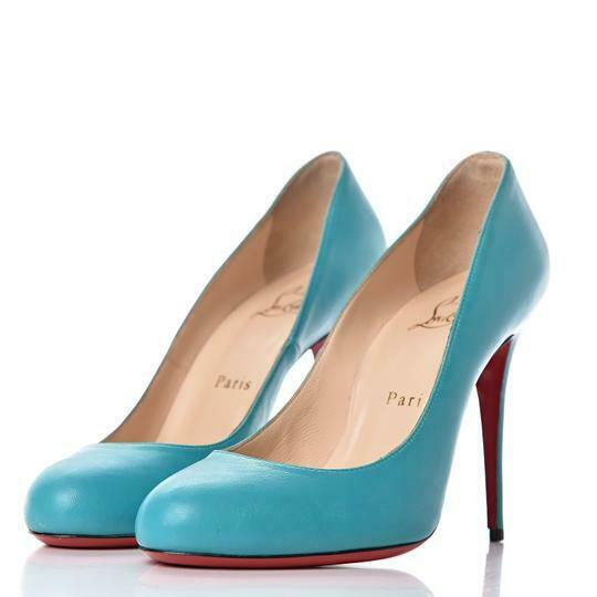 Christian Louboutin Blue Calfskin Fifi 100 Turquoise Pumps