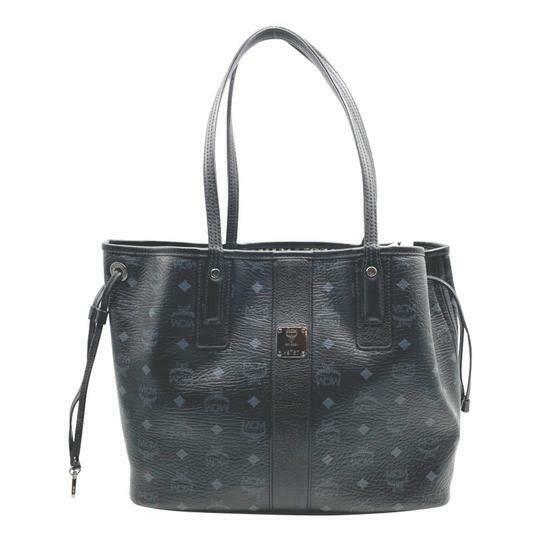 MCM Medium Reversible Black Coated Canvas Tote