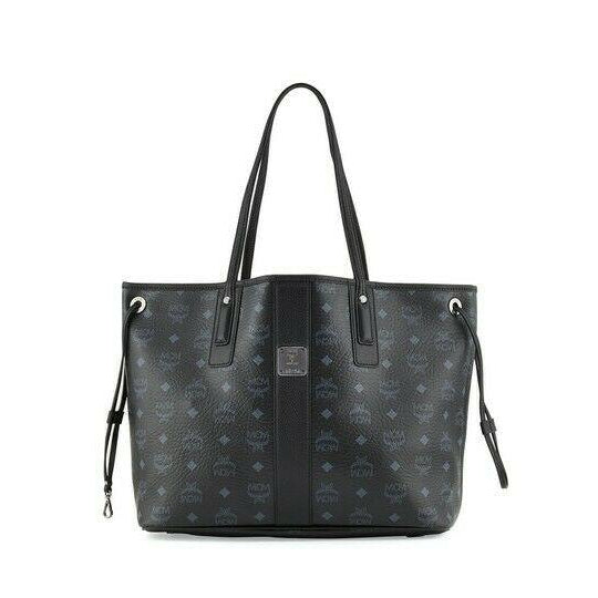 MCM Medium Reversible Black Coated Canvas Tote