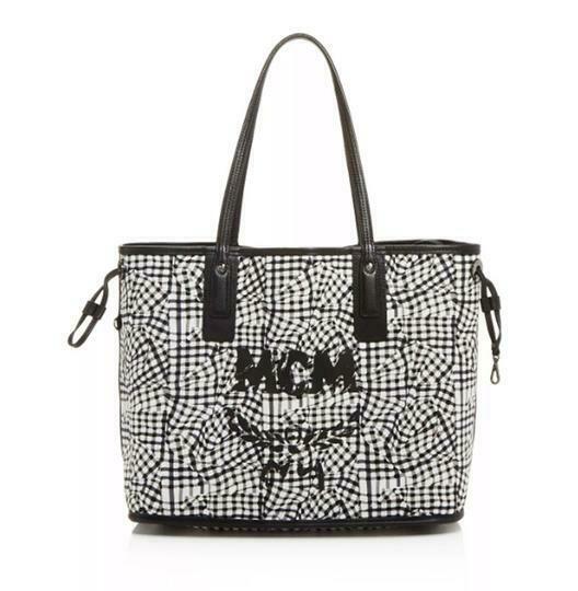MCM Medium Reversible Black Coated Canvas Tote