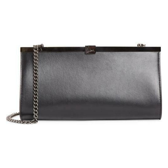 Christian Louboutin Clutch Palmette Calfskin Frame Black Leather Shoulder Bag