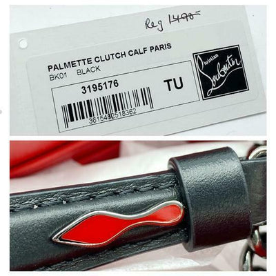 Christian Louboutin Clutch Palmette Calfskin Frame Black Leather Shoulder Bag