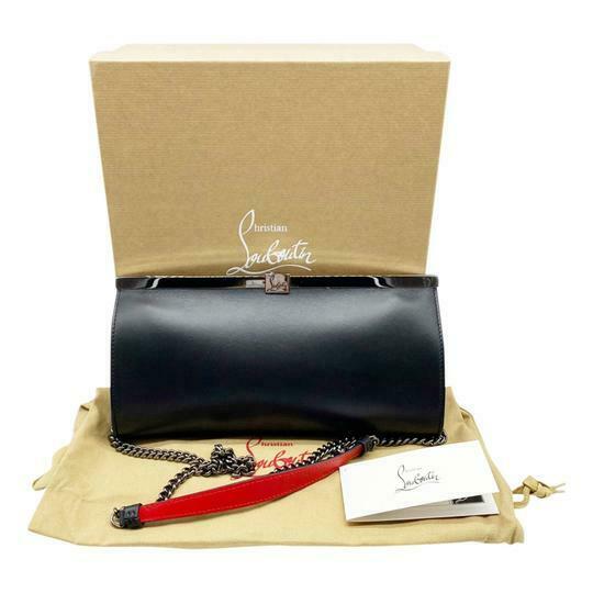 Christian Louboutin Clutch Palmette Calfskin Frame Black Leather Shoulder Bag