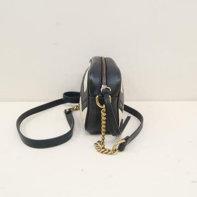 Gucci Marmont Gg Mini Matelassé White Chevron Black Leather Shoulder Bag