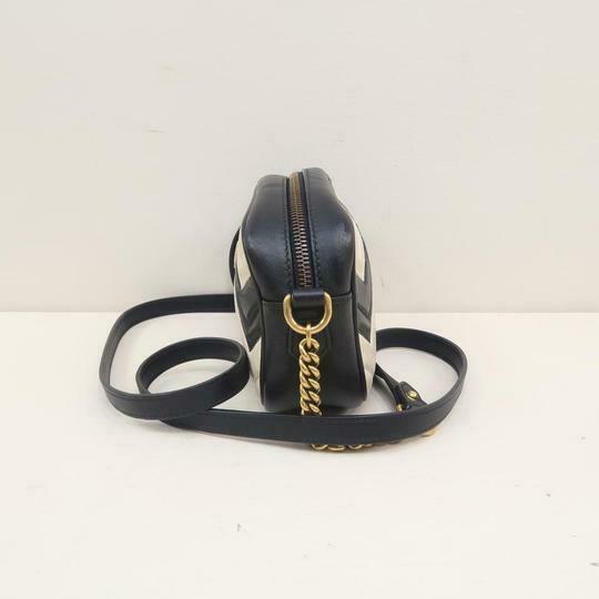 Gucci Marmont Gg Mini Matelassé White Chevron Black Leather Shoulder Bag