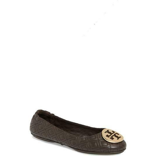 Tory Burch Brown Minnie Travel Ballet Leather Flats