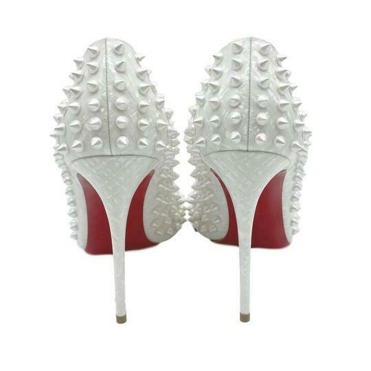Christian Louboutin White 'follies' Spike Pointy Toe Pumps 38.5