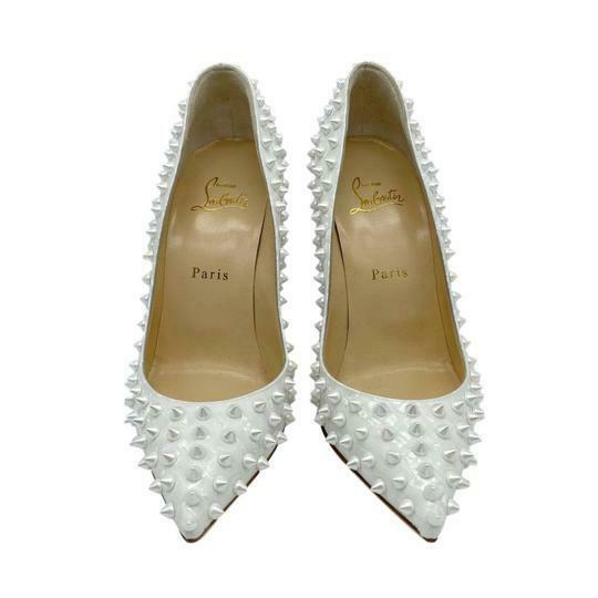 Christian Louboutin White 'follies' Spike Pointy Toe Pumps 38.5