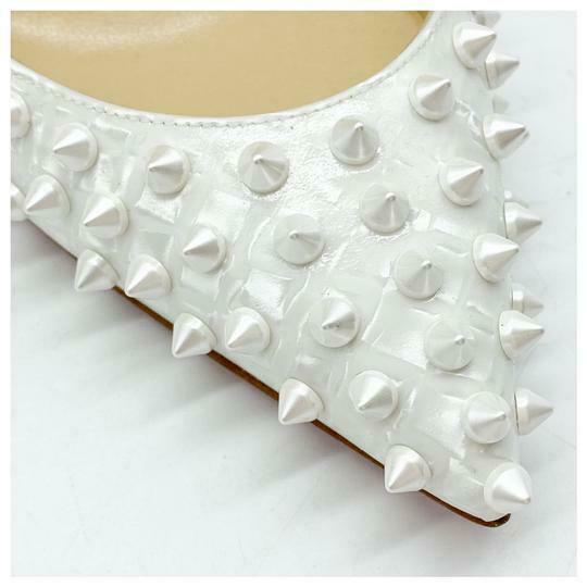 Christian Louboutin White 'follies' Spike Pointy Toe Pumps 38.5