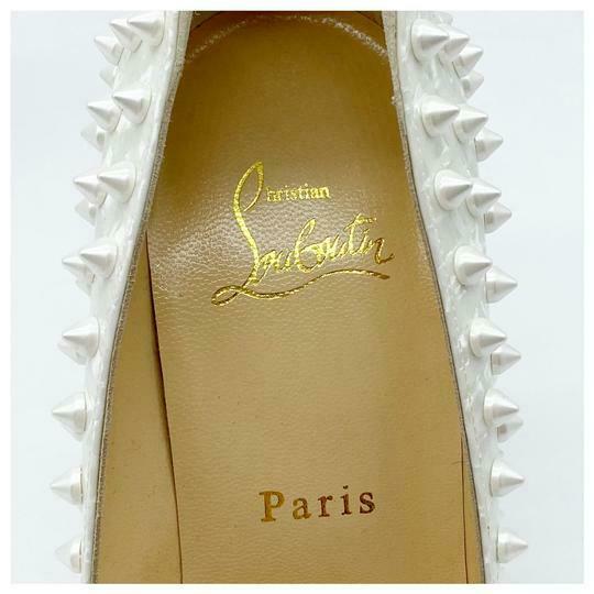 Christian Louboutin White 'follies' Spike Pointy Toe Pumps 38.5