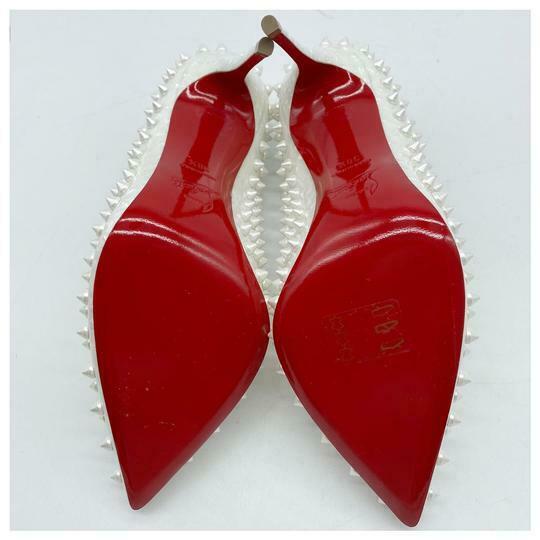 Christian Louboutin White 'follies' Spike Pointy Toe Pumps 38.5