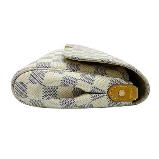 Louis Vuitton Crossbody Favorite Mm White Damier Azur Canvas Shoulder Bag