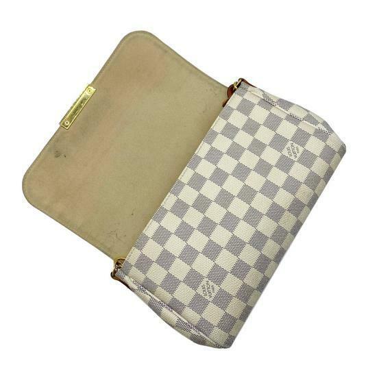 Louis Vuitton Crossbody Favorite Mm White Damier Azur Canvas Shoulder Bag