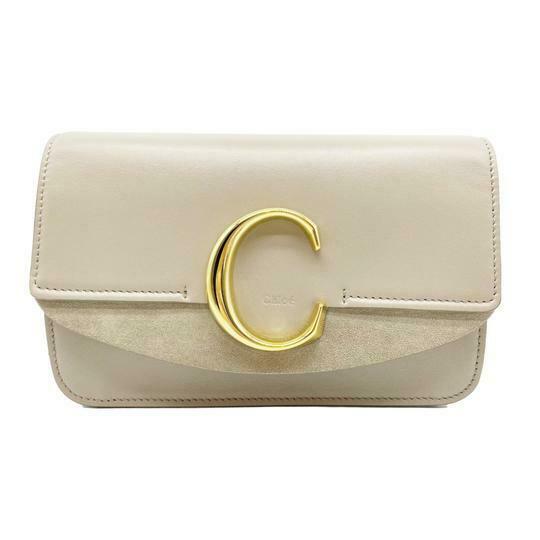 Chloe Chloé Shoulder Mini Motty Chain Wallet Grey Leather Cross Body Bag