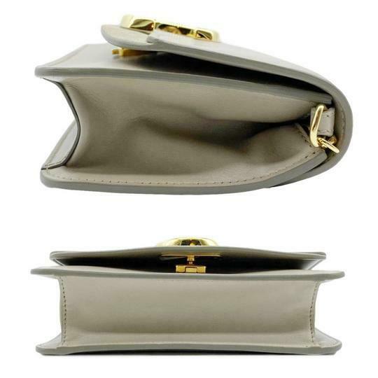 Chloe Chloé Shoulder Mini Motty Chain Wallet Grey Leather Cross Body Bag