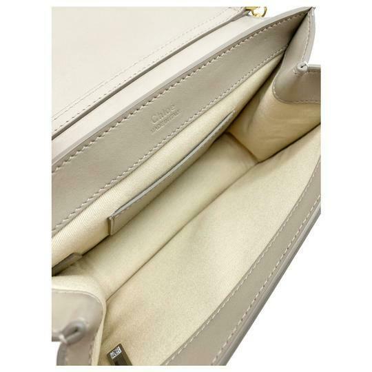 Chloe Chloé Shoulder Mini Motty Chain Wallet Grey Leather Cross Body Bag