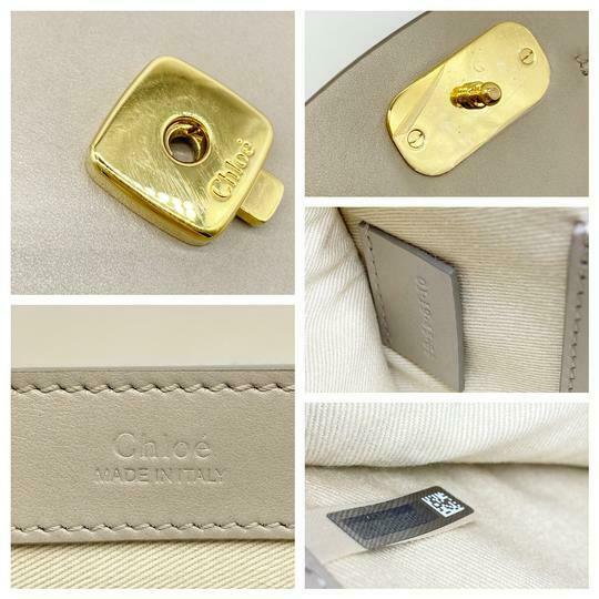 Chloe Chloé Shoulder Mini Motty Chain Wallet Grey Leather Cross Body Bag