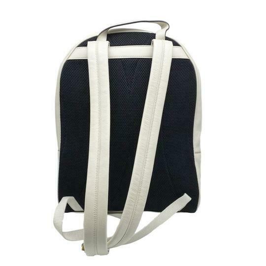 Gucci Logo Print White Leather Backpack