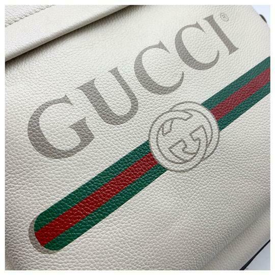 Gucci Logo Print White Leather Backpack