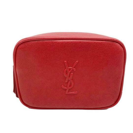 Saint Laurent Loulou Belt Lou Monogram Textured Embossed Red Leather Cross Body Bag