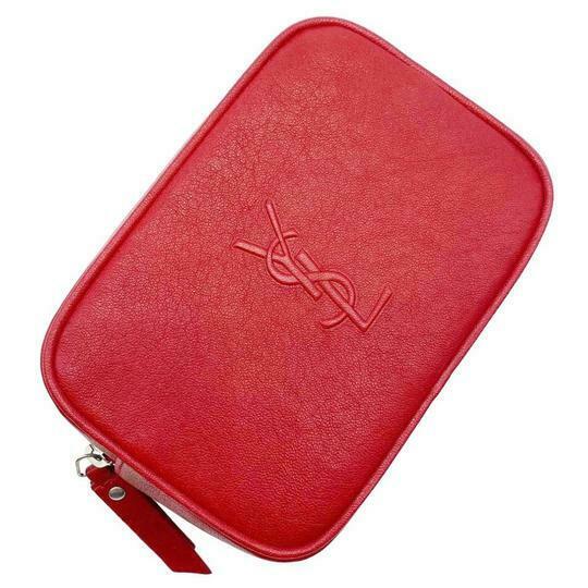 Saint Laurent Loulou Belt Lou Monogram Textured Embossed Red Leather Cross Body Bag