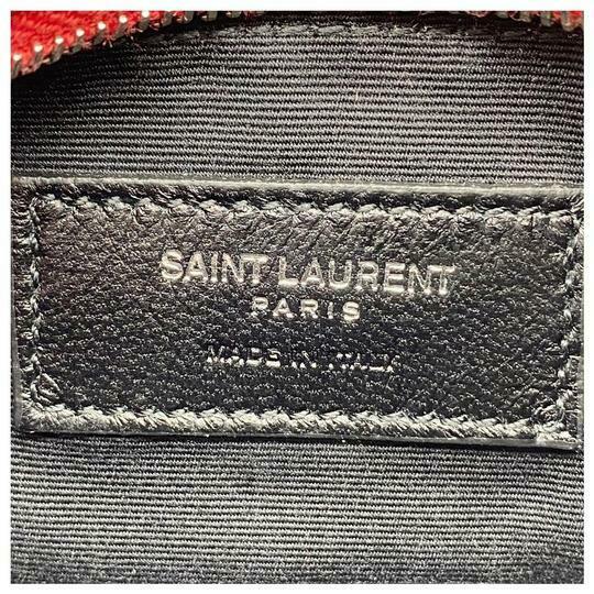 Saint Laurent Loulou Belt Lou Monogram Textured Embossed Red Leather Cross Body Bag