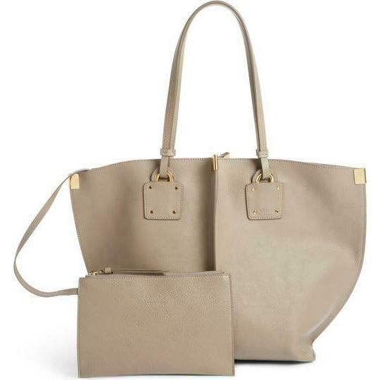 Chloé Vick Grey Beige Leather Tote
