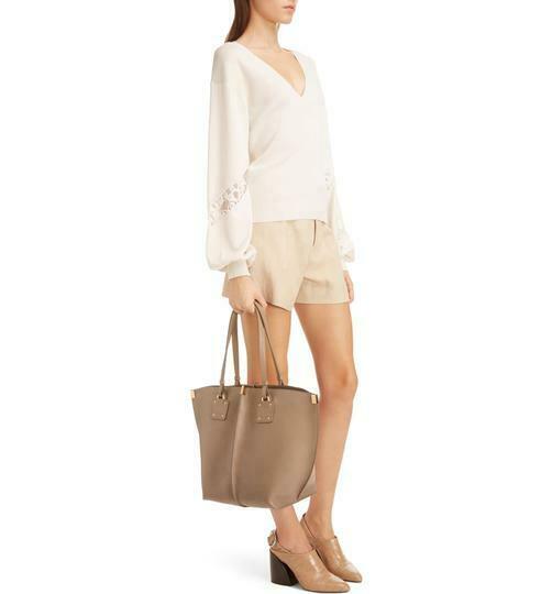 Chloé Vick Grey Beige Leather Tote