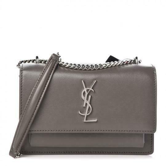 Saint Laurent Monogram Sunset Chain Wallet Calfskin Earth Grey Leather Shoulder Bag