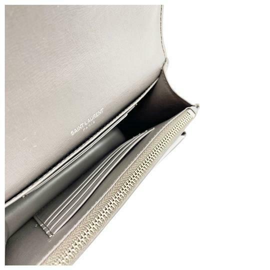 Saint Laurent Monogram Sunset Chain Wallet Calfskin Earth Grey Leather Shoulder Bag