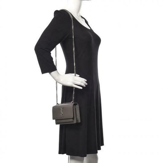 Saint Laurent Monogram Sunset Chain Wallet Calfskin Earth Grey Leather Shoulder Bag