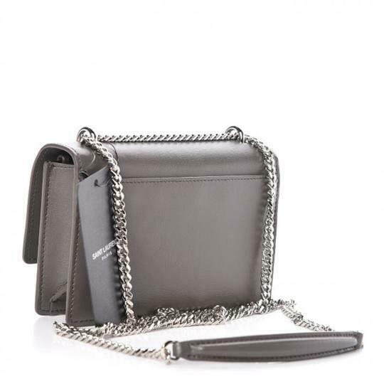 Saint Laurent Monogram Sunset Chain Wallet Calfskin Earth Grey Leather Shoulder Bag