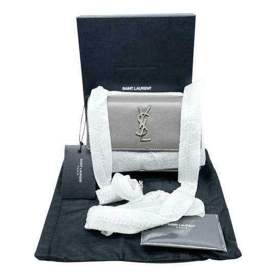 Saint Laurent Monogram Sunset Chain Wallet Calfskin Earth Grey Leather Shoulder Bag