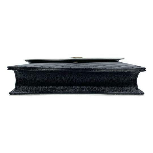 Saint Laurent Envelope Chain Wallet White Monogram Quilted Black Leather Cross Body Bag
