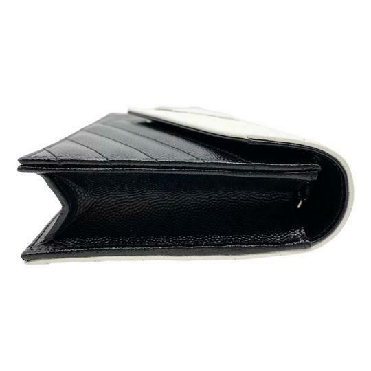 Saint Laurent Envelope Chain Wallet White Monogram Quilted Black Leather Cross Body Bag