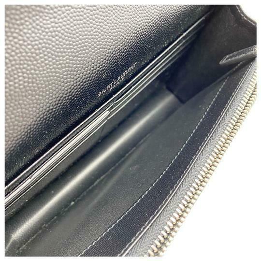 Saint Laurent Envelope Chain Wallet White Monogram Quilted Black Leather Cross Body Bag