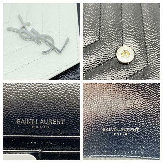 Saint Laurent Envelope Chain Wallet White Monogram Quilted Black Leather Cross Body Bag