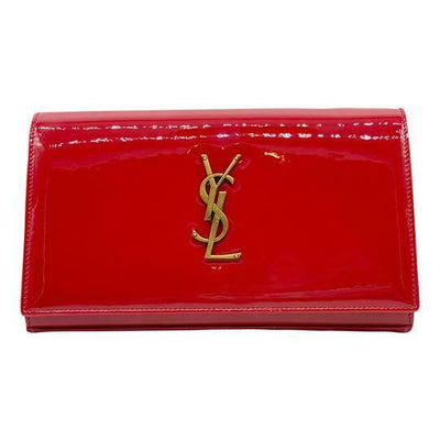 Saint Laurent Monogram Kate Chain Wallet Medium Envelope Red Patent Leather Cross Body Bag