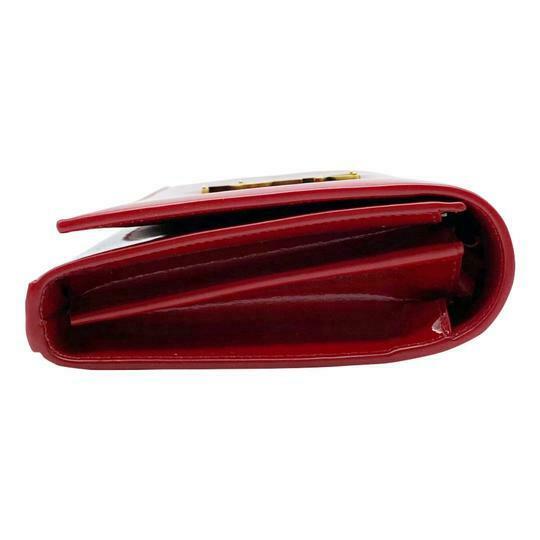 Saint Laurent Monogram Kate Chain Wallet Medium Envelope Red Patent Leather Cross Body Bag
