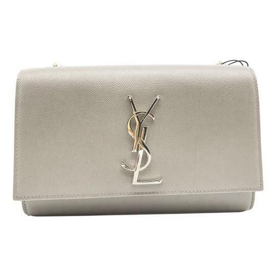 Saint Laurent Monogram Kate New Small Grey Leather Cross Body Bag
