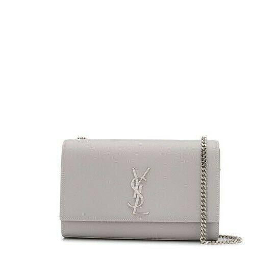 Saint Laurent Monogram Kate New Small Grey Leather Cross Body Bag