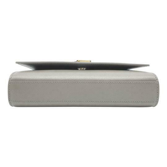 Saint Laurent Monogram Kate New Small Grey Leather Cross Body Bag