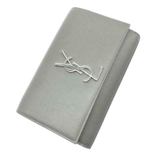 Saint Laurent Monogram Kate New Small Grey Leather Cross Body Bag