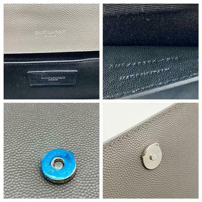 Saint Laurent Monogram Kate New Small Grey Leather Cross Body Bag
